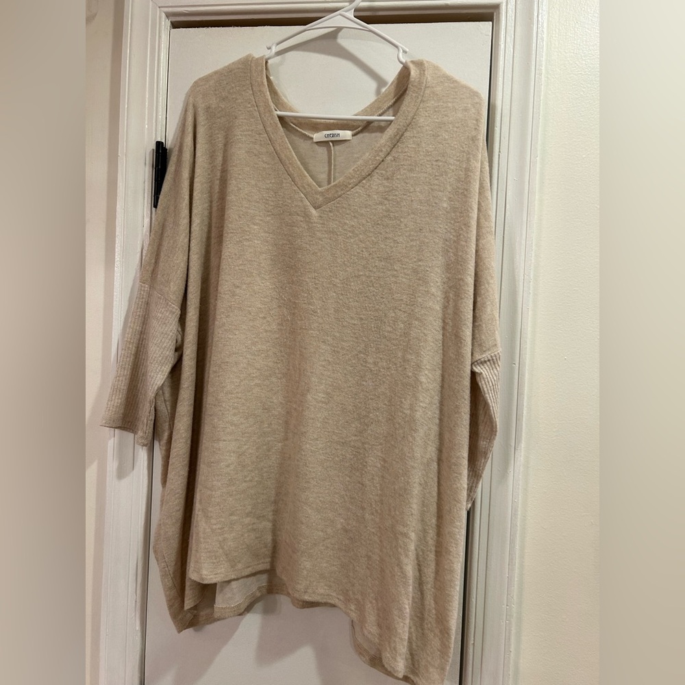 Cherish Tan V-Neck Sweater